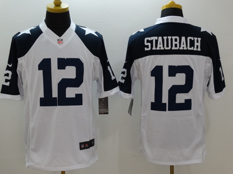 Dallas Cowboys 12 Staubach White Thanksgiving 2015 Nike Limited Jersey.